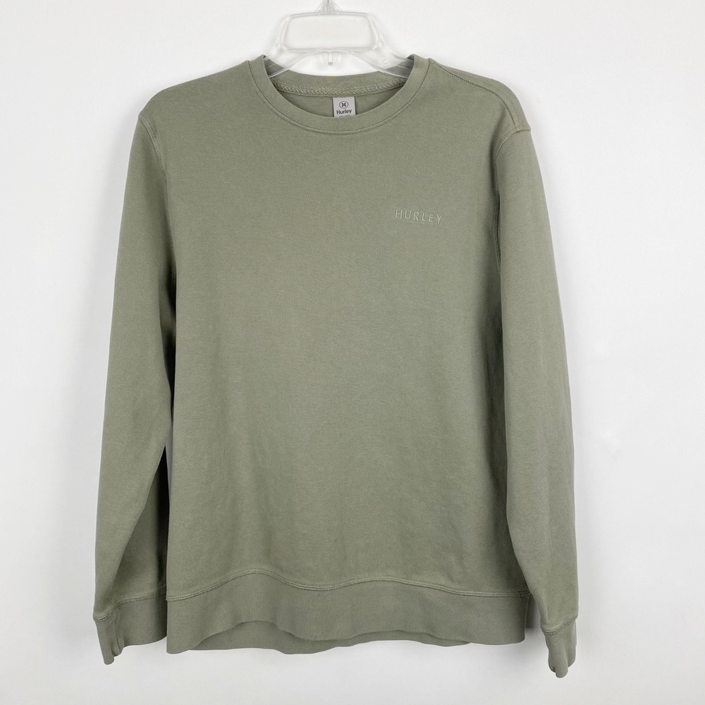 Hurley Sportswear Fit Long Sleeve Outdoor Sweatshirt Sage Green Mens Crew Neck M